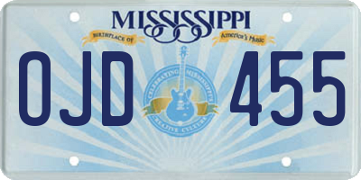 MS license plate OJD455