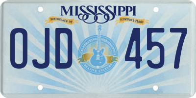 MS license plate OJD457
