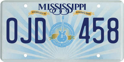 MS license plate OJD458