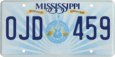 MS license plate OJD459