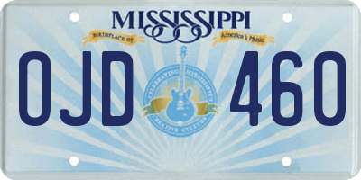 MS license plate OJD460
