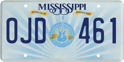 MS license plate OJD461