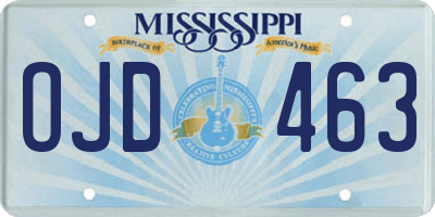 MS license plate OJD463