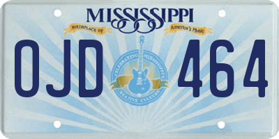 MS license plate OJD464