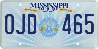 MS license plate OJD465