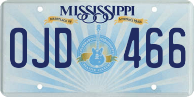 MS license plate OJD466