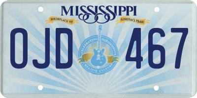 MS license plate OJD467