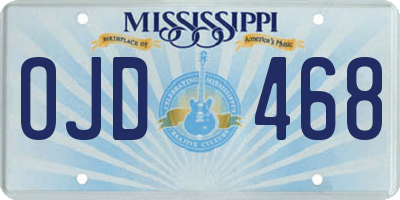 MS license plate OJD468