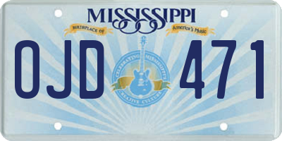 MS license plate OJD471
