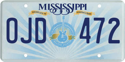 MS license plate OJD472