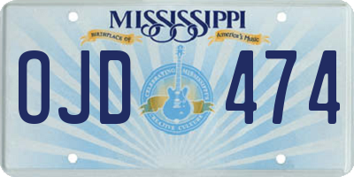 MS license plate OJD474