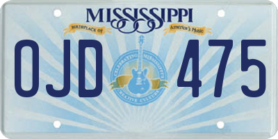 MS license plate OJD475