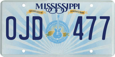 MS license plate OJD477