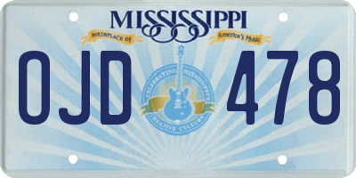 MS license plate OJD478