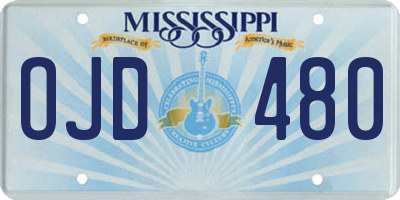 MS license plate OJD480