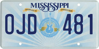 MS license plate OJD481