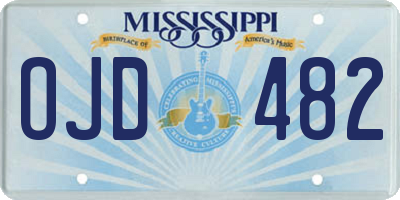 MS license plate OJD482