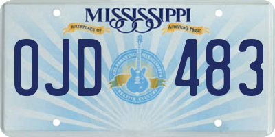 MS license plate OJD483