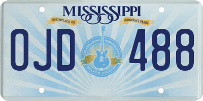 MS license plate OJD488