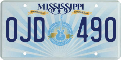 MS license plate OJD490