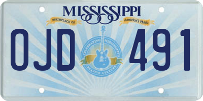 MS license plate OJD491