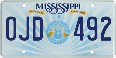 MS license plate OJD492