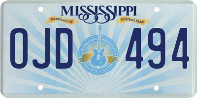 MS license plate OJD494