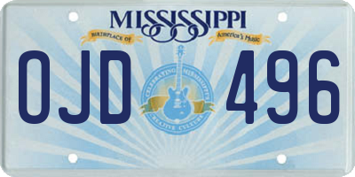 MS license plate OJD496