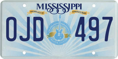 MS license plate OJD497