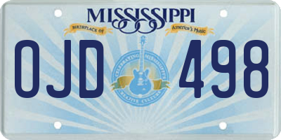 MS license plate OJD498