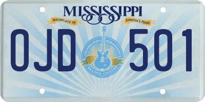 MS license plate OJD501