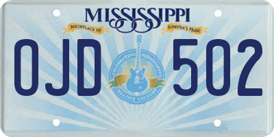 MS license plate OJD502