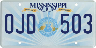 MS license plate OJD503