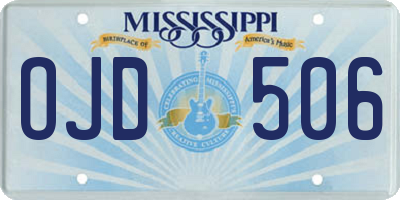 MS license plate OJD506