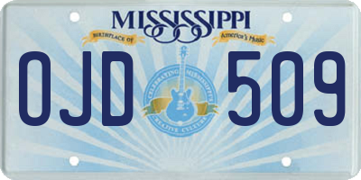 MS license plate OJD509