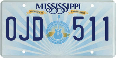 MS license plate OJD511