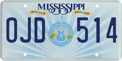MS license plate OJD514