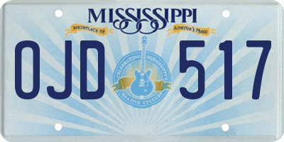 MS license plate OJD517