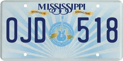 MS license plate OJD518