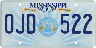 MS license plate OJD522