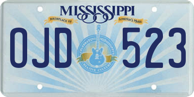 MS license plate OJD523