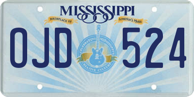 MS license plate OJD524