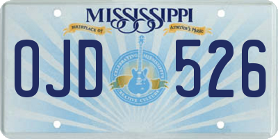 MS license plate OJD526