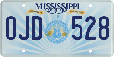 MS license plate OJD528