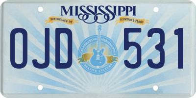 MS license plate OJD531