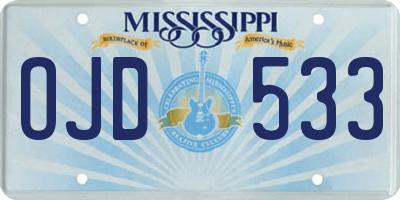 MS license plate OJD533