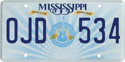 MS license plate OJD534