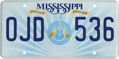 MS license plate OJD536