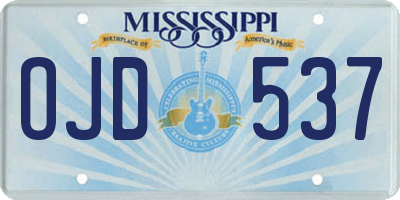 MS license plate OJD537