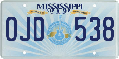 MS license plate OJD538
